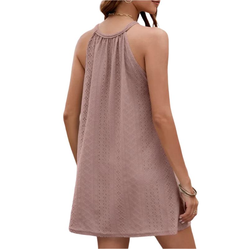 Eyelet sleeveless mini dress - runwayfashionista.com