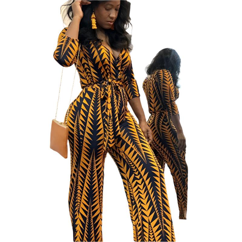 V neck long sleeve jumpsuit - runwayashionista.com