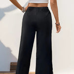 Lace Detail Wide Leg Pants - runwayfashionista.com