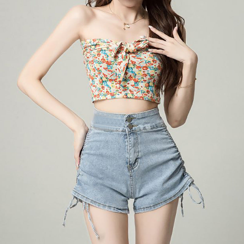Spicy Double Button Straight Leg Denim Shorts