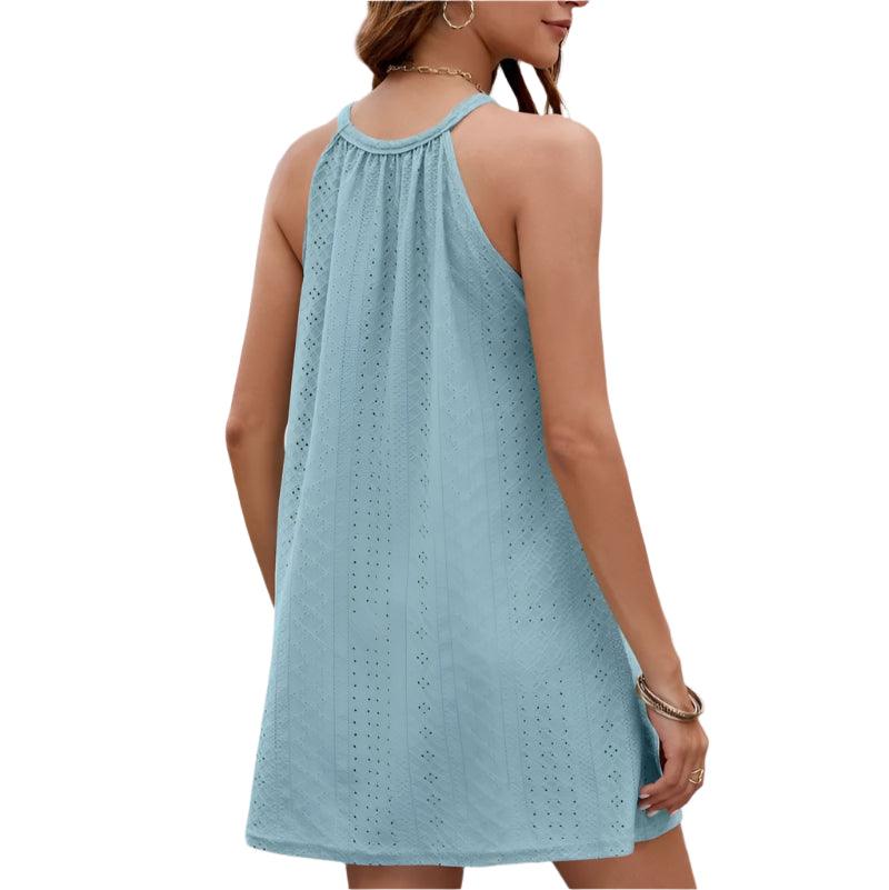 Eyelet sleeveless mini dress - runwayfashionista.com