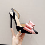 Skyline Elegance: The Silk & Satin Pointed Slim High Heels