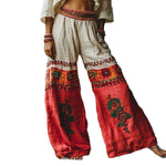 Fashion Vintage Print Wide-Leg Pants - red
