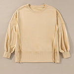 Round Neck Long Sleeve Sweatshirt - runwayfashionista.com