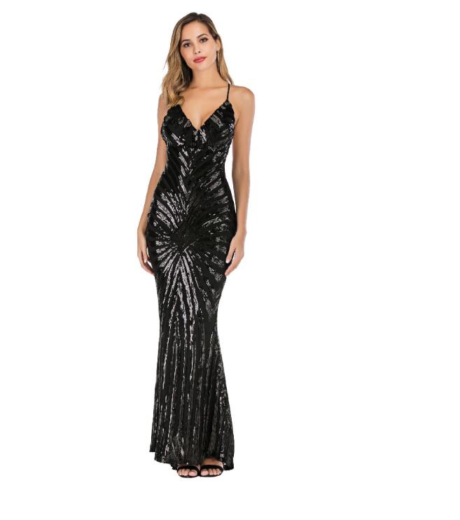 Elegant Deep V Neck Maxi Dresses - runwayfashionista.com