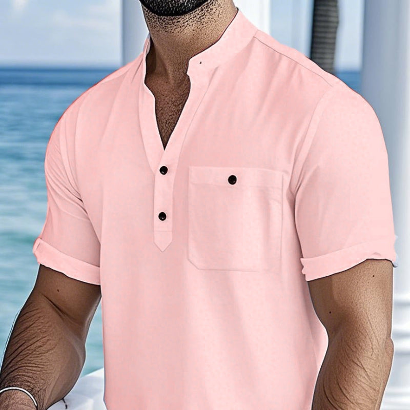 Effortless Modernity: The Lightweight Stand-Collar Shirt