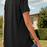 Half Button Short Sleeve T-Shirt - runwayfashionista.com