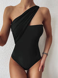 One Shoulder One Piece Swimsuit - runwayfashionista.com