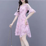 Flared Sleeve Floral Dress