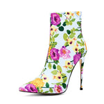 12cm Zipper Flowers Ankle Boots
