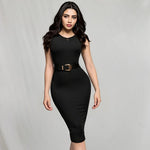 Round Neck Sleeveless Hip Hugging Midi Dress