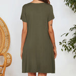 Short Sleeved Pocket Dress - runwayfashionista.com