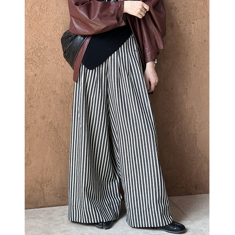 Versatile Striped Wide Leg Pants