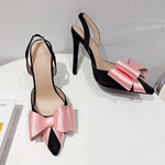 Skyline Elegance: The Silk & Satin Pointed Slim High Heels