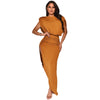 Round Neck Sleeveless Pleated Asymmetrical Slit Maxi Dress