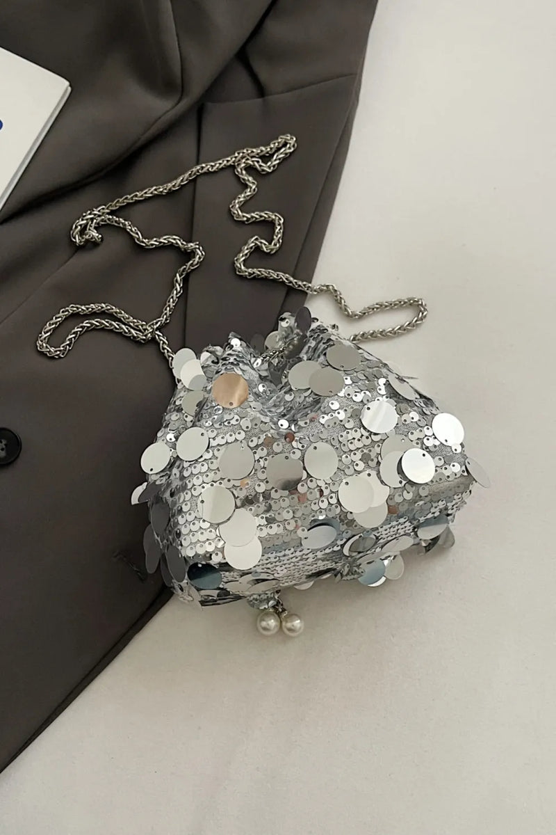 Drawstring Sequin Crossbody Bag - rnwayfashionista.com