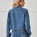 Button Up Long Sleeve Denim Jacket - runwayfashionista.com