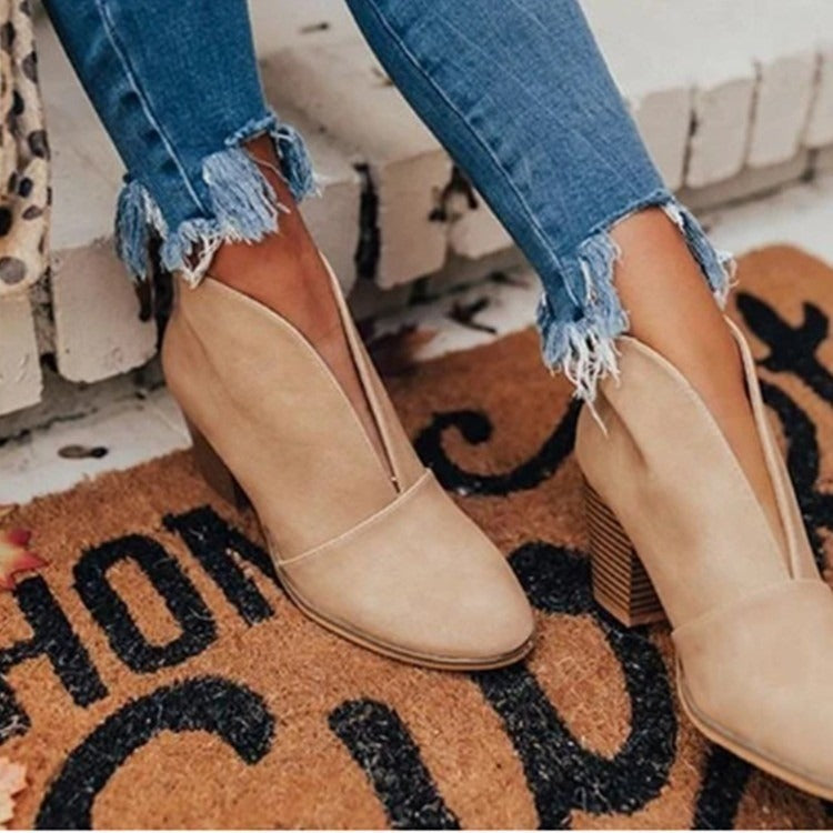 V-neck high heel boots