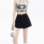 Casual Personality Frayed Hem Denim Shorts