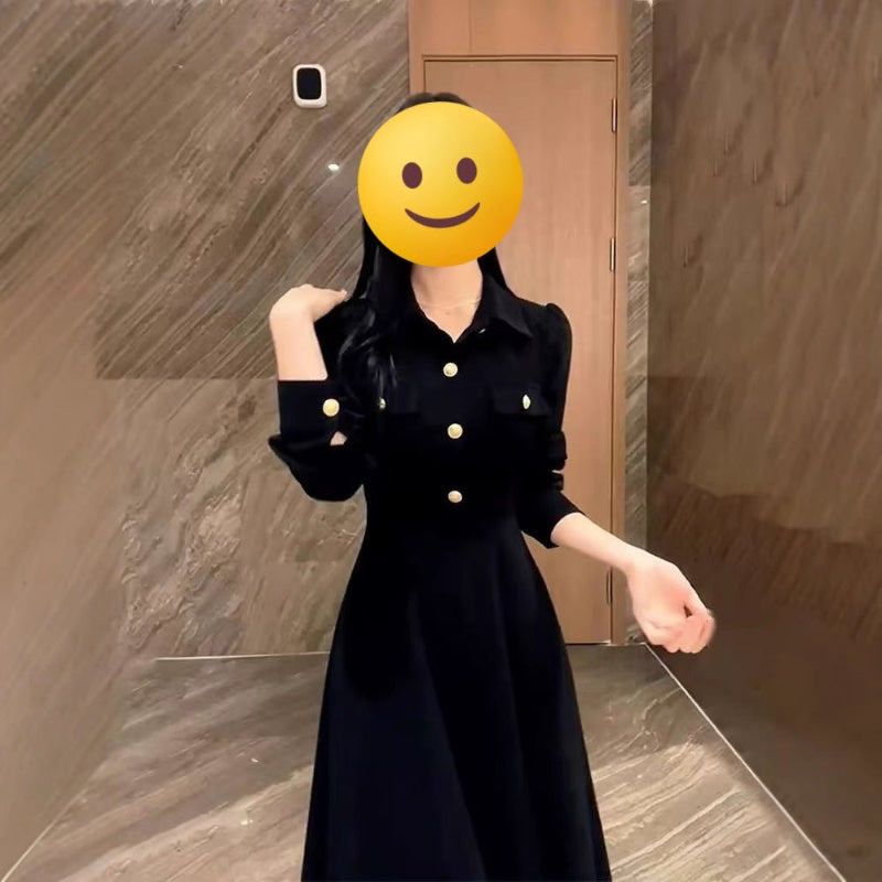 Black Hepburn Style Midi Dress