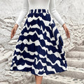 Pleated Printed Elastic Waist Skirt - runwayfashionista.com