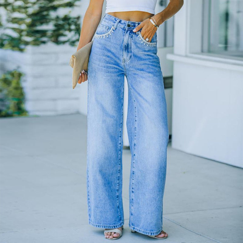 Petal Pocket Style Washed Denim - runwayfashionista.com