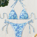 Floral Triangle Cup Lace Up Bikini