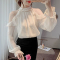 Off-shoulder chiffon shirt