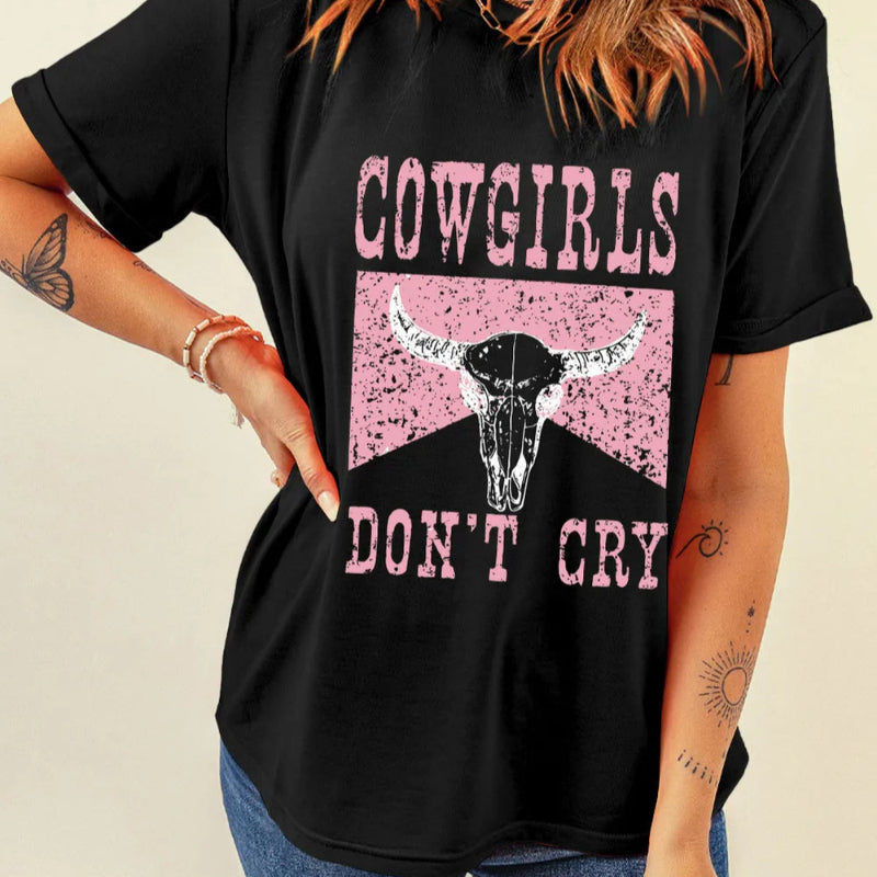 Graphic Round Neck Short Sleeve T-Shirt - runwayfashionista.com