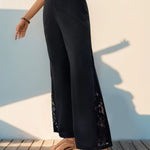 Lace Detail Wide Leg Pants - runwayfashionista.com