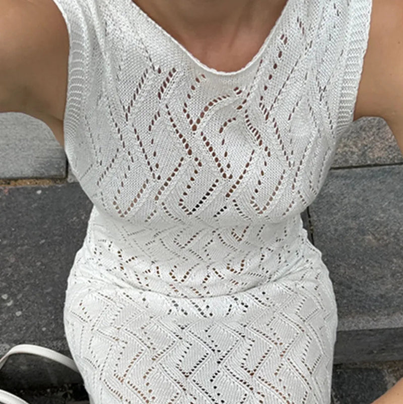 Openwork Sleeveless Maxi Dress