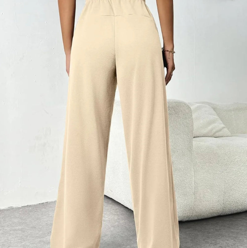 Drawstring Wide Leg Pants with Pockets -runwayfashionista.com