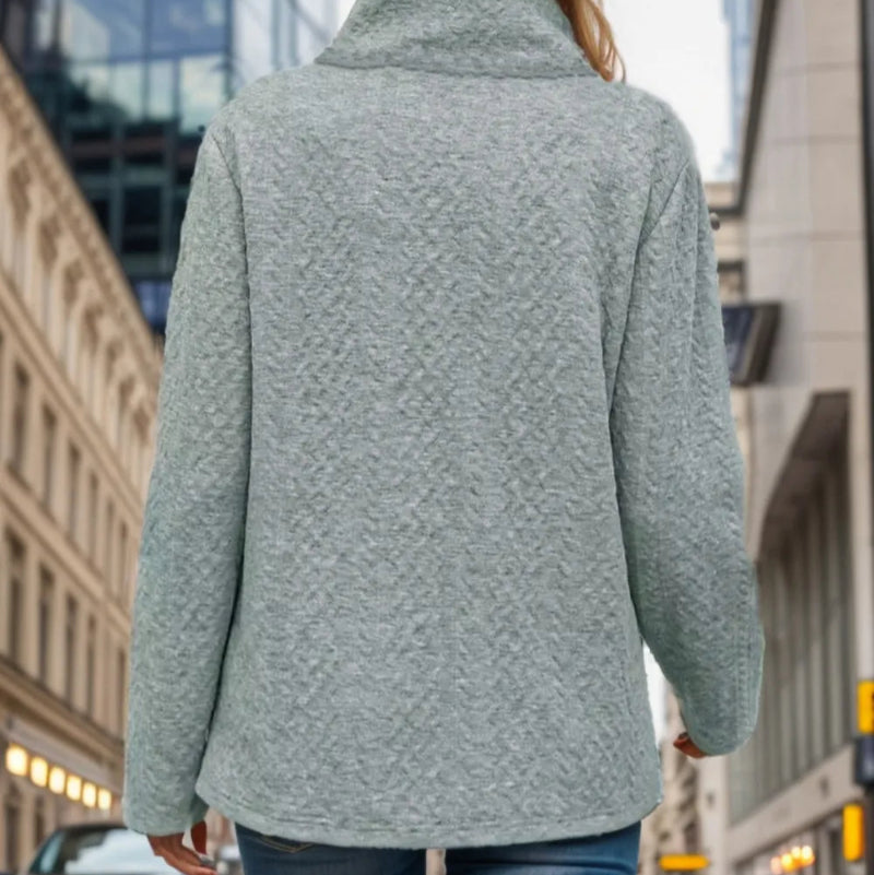Pocketed Turtleneck Long Sleeve Sweatshirt -runwayfashionista.com