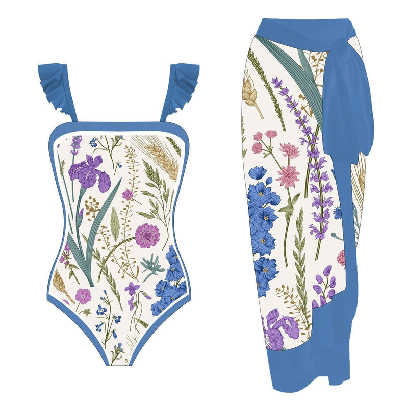 Vintage Sexy Two-Piece Swimsuit Skirt Set - runwayfashionista.com