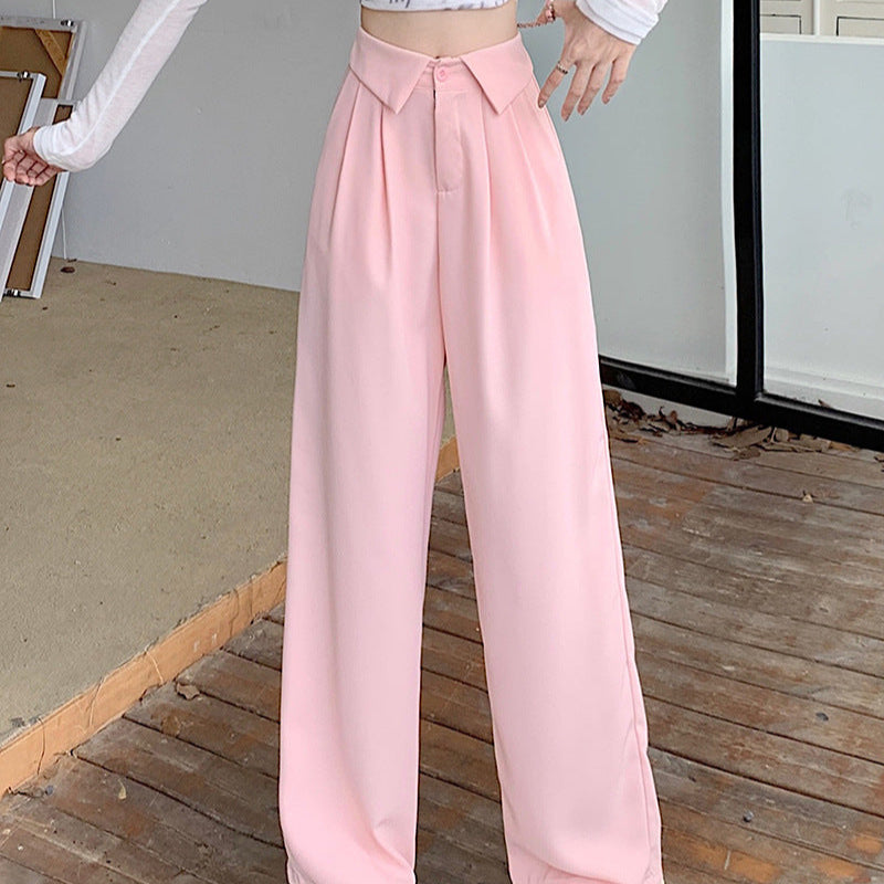 Cuffed Design Long Silk Suit Pants