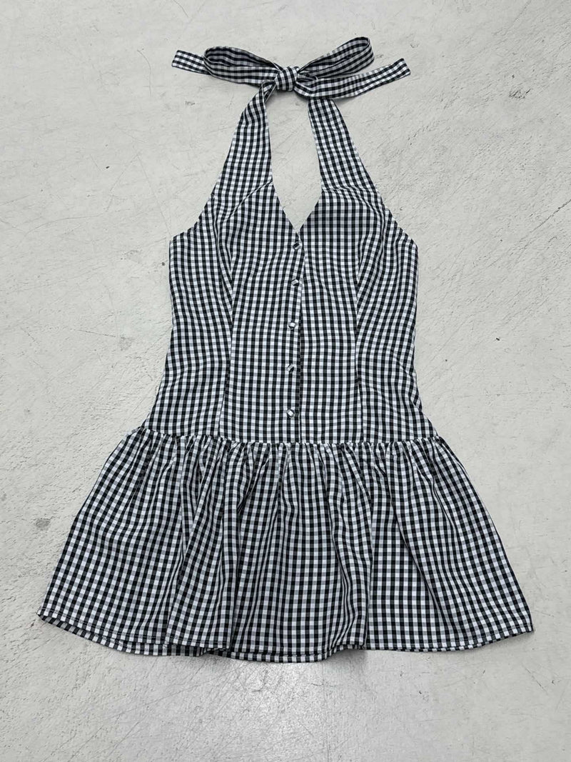 Elegant Off-the-Shoulder Plaid Mini Dress