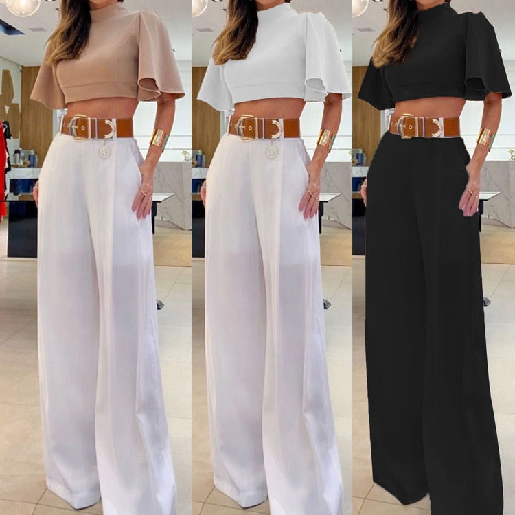 Sexy Cross Back Top Loose Wide Leg Pants Set - runwayfashionista.com