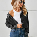 Button Up Long Sleeve Denim Jacket - runwayfashionista.com
