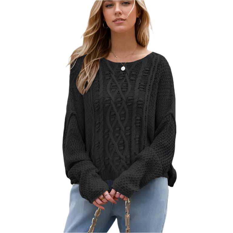 Round neck drop shoulder sweater - rnwayfashionista.com