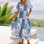 One Shoulder Multi-Way Pocket Maxi Dress - Blue