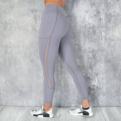 High Waist Mesh Stitching Leggings - runwayfashionista.com