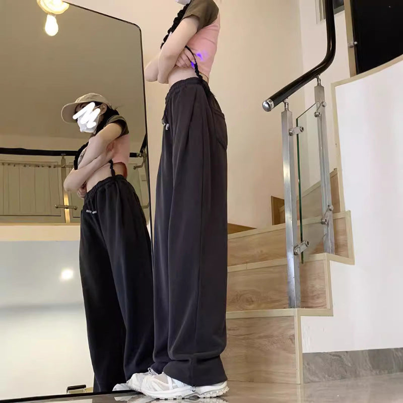 High-Waisted Mini Drawstring Casual Sports Sweatpants