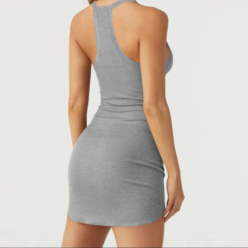 Scoop Neck Wide Strap Mini Dress - runwayfashionista.com