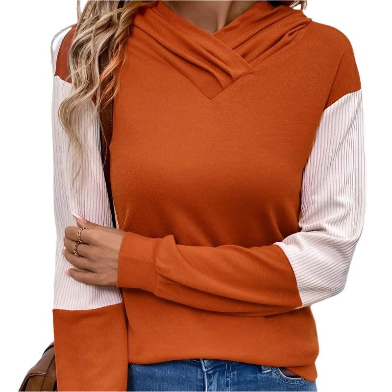 Contrast long sleeve hoodie - rynwayfashionista.com