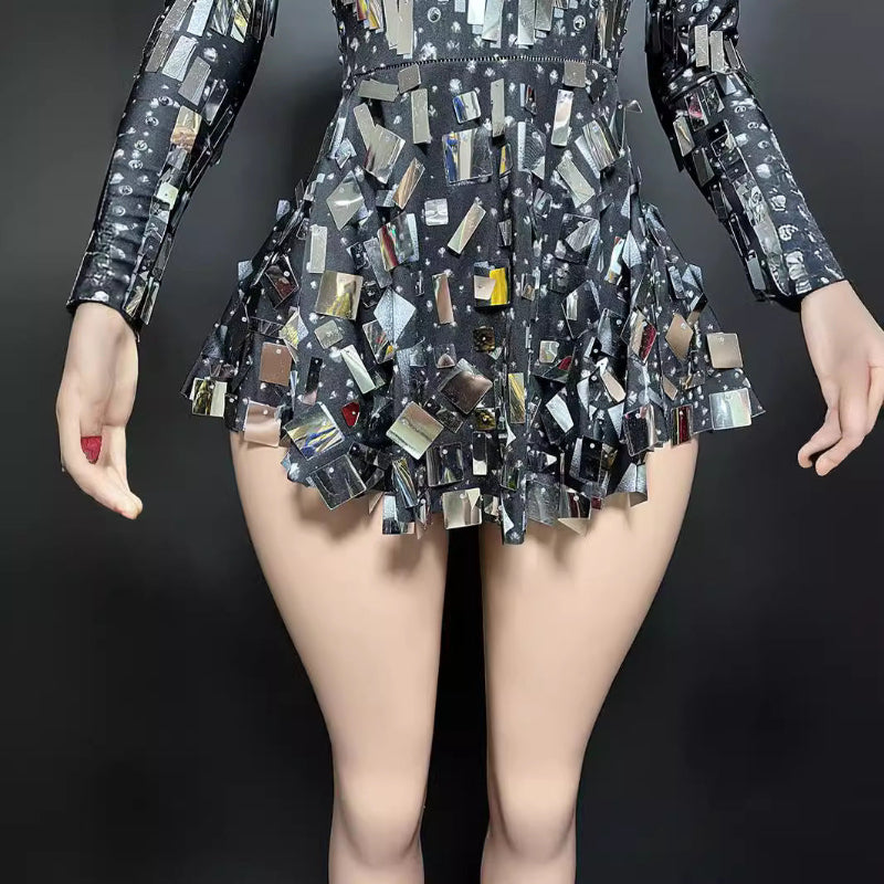 Sparkling Sequins Long Sleeved Mini Dress