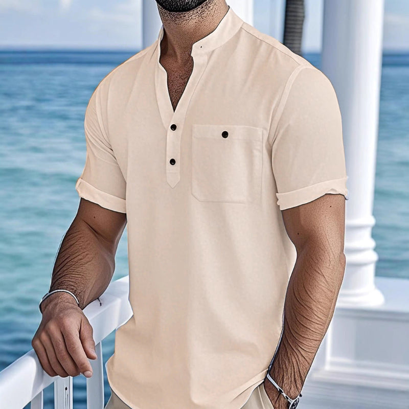 Effortless Modernity: The Lightweight Stand-Collar Shirt