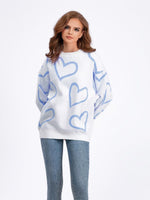 O Neck Heart-shaped Sweaters - runwayfashionista.com