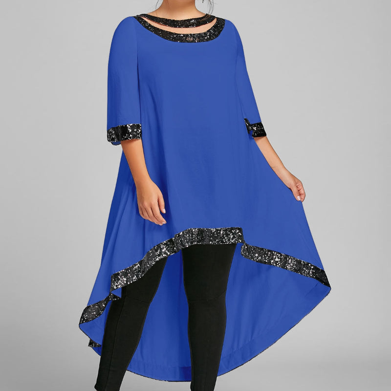 Glamorous Plus Size Sequined Dip Hem Dress
