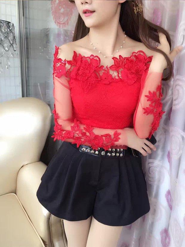 Lace Top Sexy Diagonal Neck Off Shoulder - runwayfashionista.com