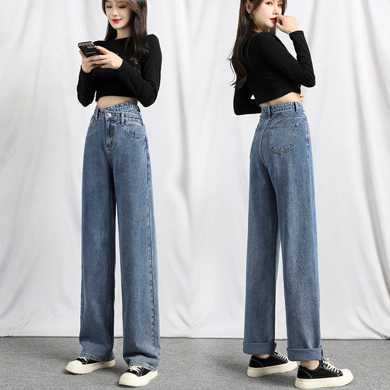 Irregular High Waist Slimming Jeans - runwayfashionista.com